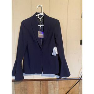 Missguided Navy Jacket with Flare Sleeves in Size 4